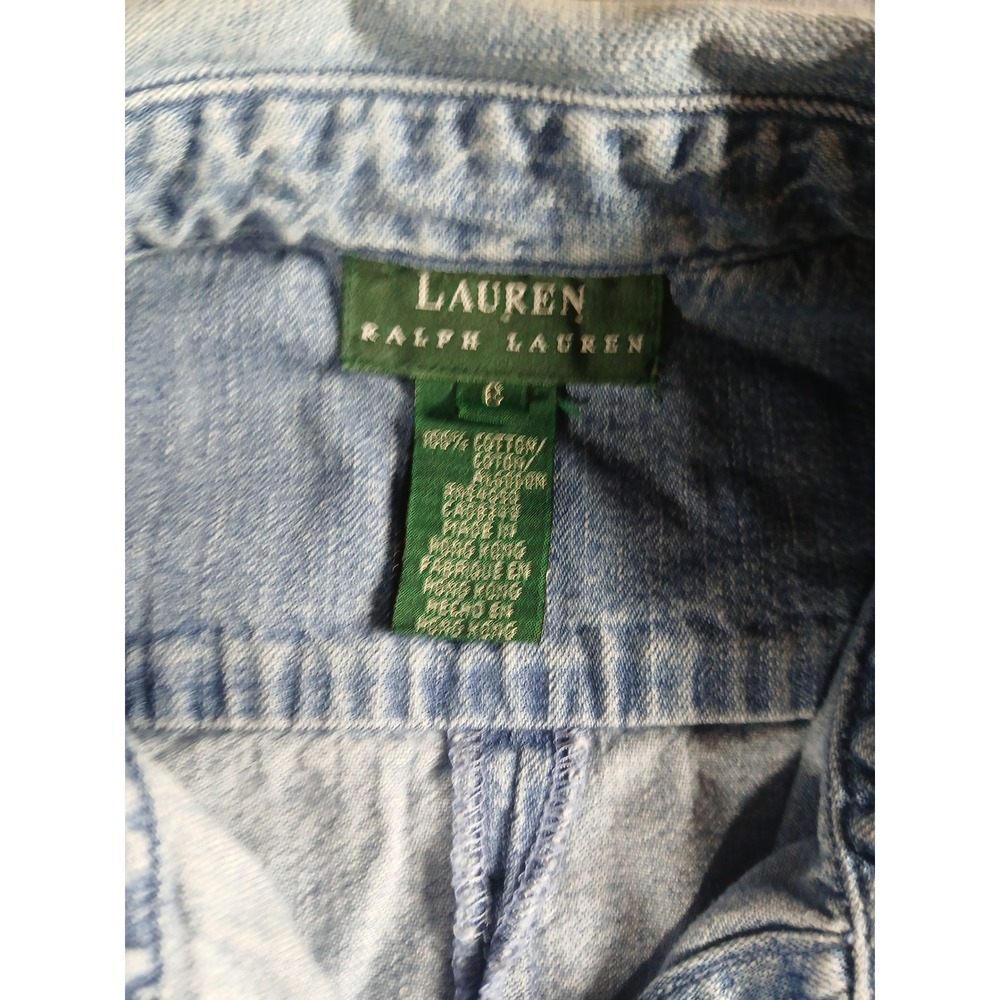 Lauren Ralph Lauren Denim Maxi Dress Womens 6 Light Wash Button Front Sleeveless - Picture 3 of 6